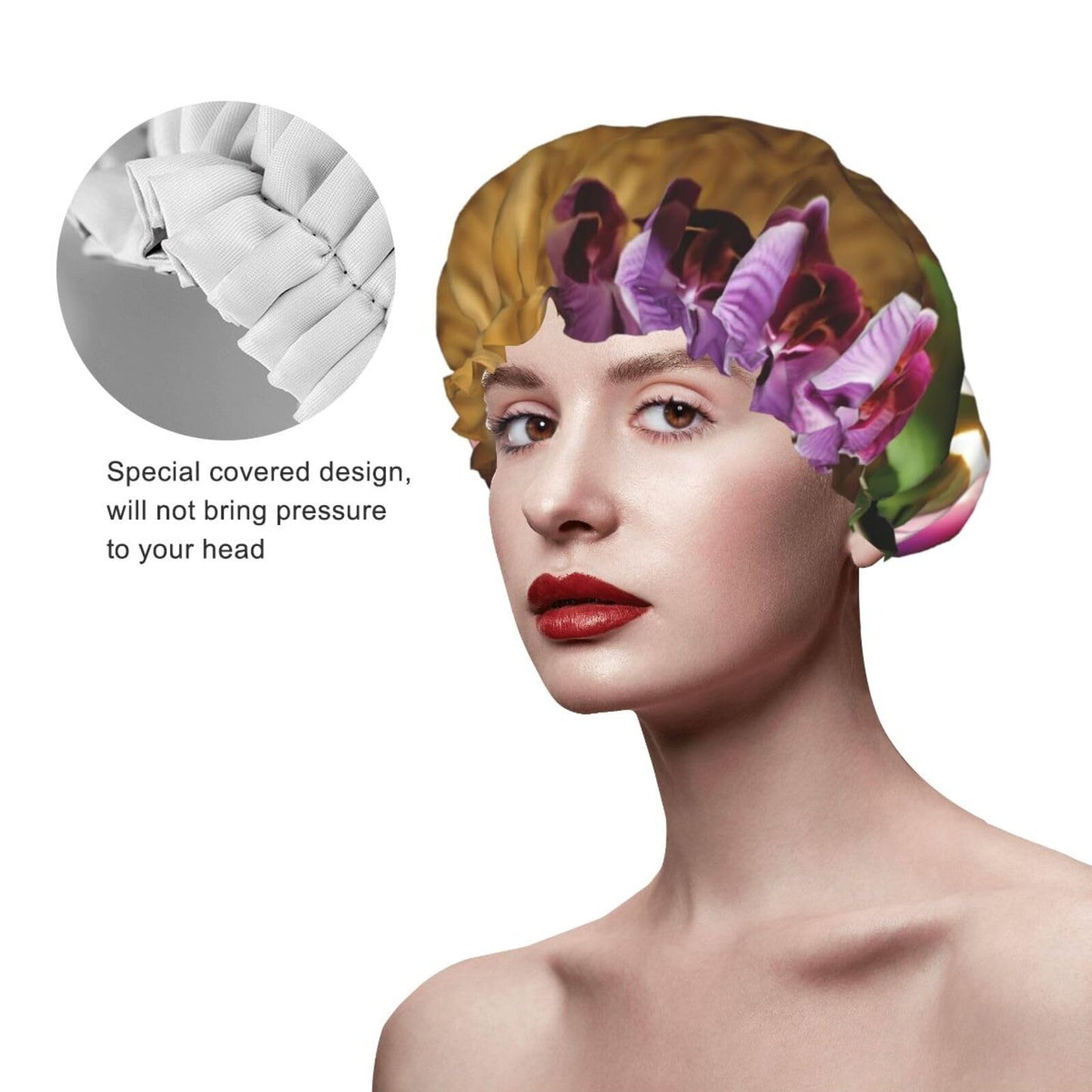 Candles and Orchids Shower Cap for Women Men Large Reusable Shower Bonnet Double-Layer Waterproof Bath Caps Elastic Band Hair Hat for All Hairstyles Beauty and Personal Care BWLHJKE