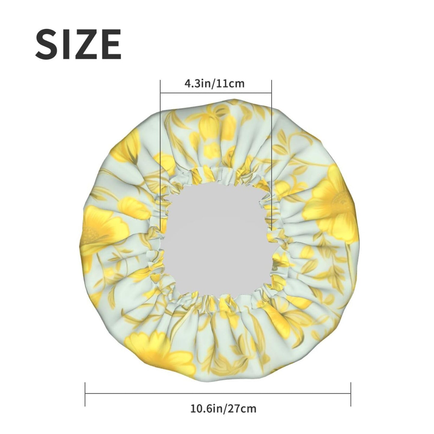 Yellow flower Shower Cap for Women Men Large Reusable Shower Bonnet Double-Layer Waterproof Bath Caps Elastic Band Hair Hat for All Hairstyles Beauty and Personal Care BWLHJKE