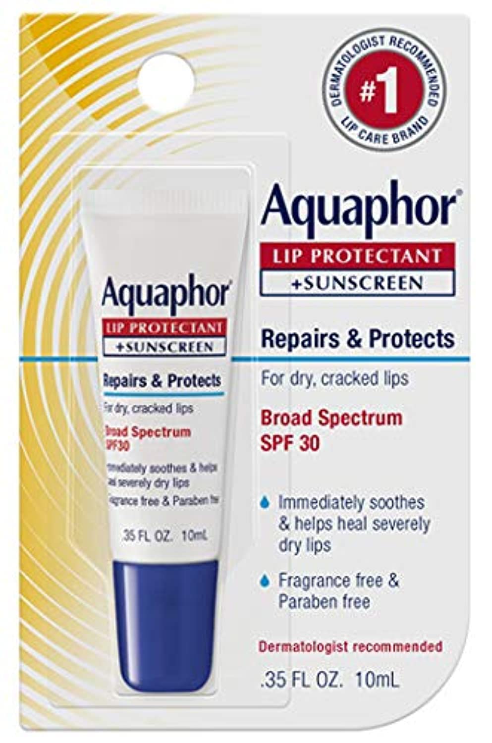 Aquaphor Lip Repair + Protect, Broad Spectrum SPF 30 0.35 oz (Pack of 3) Beauty & Personal Care Aquaphor