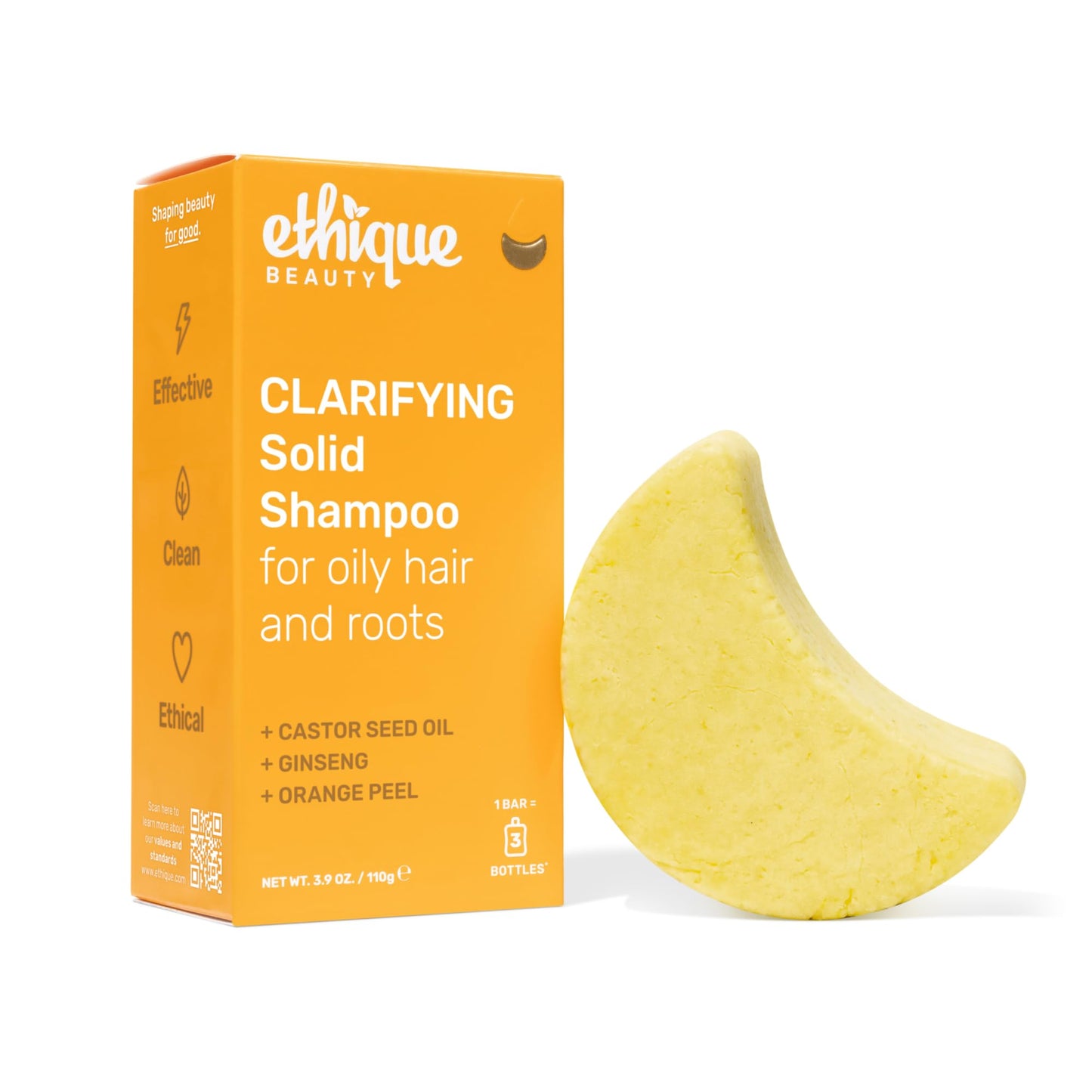Ethique Clarifying Shampoo Bar for oily hair with Castor Oil - Plastic-Free, Vegan, Cruelty-Free, 3.88 oz - Formerly St. Clements Beauty and Personal Care Ethique Default Title