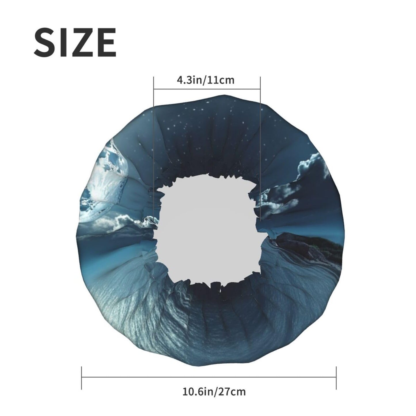 Moon Ocean Landscape Shower Cap for Women Men Large Reusable Shower Bonnet Double-Layer Waterproof Bath Caps Elastic Band Hair Hat for All Hairstyles Beauty and Personal Care BWLHJKE