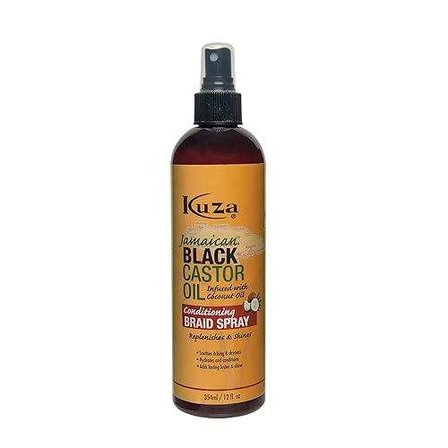 Kuza Jamaican Black Castor Oil Conditioning Braid Spray - Infused with Coconut Oil - for Braids, Locs, Twists and Natural Hair, 12 fl oz Beauty & Personal Care Kuza