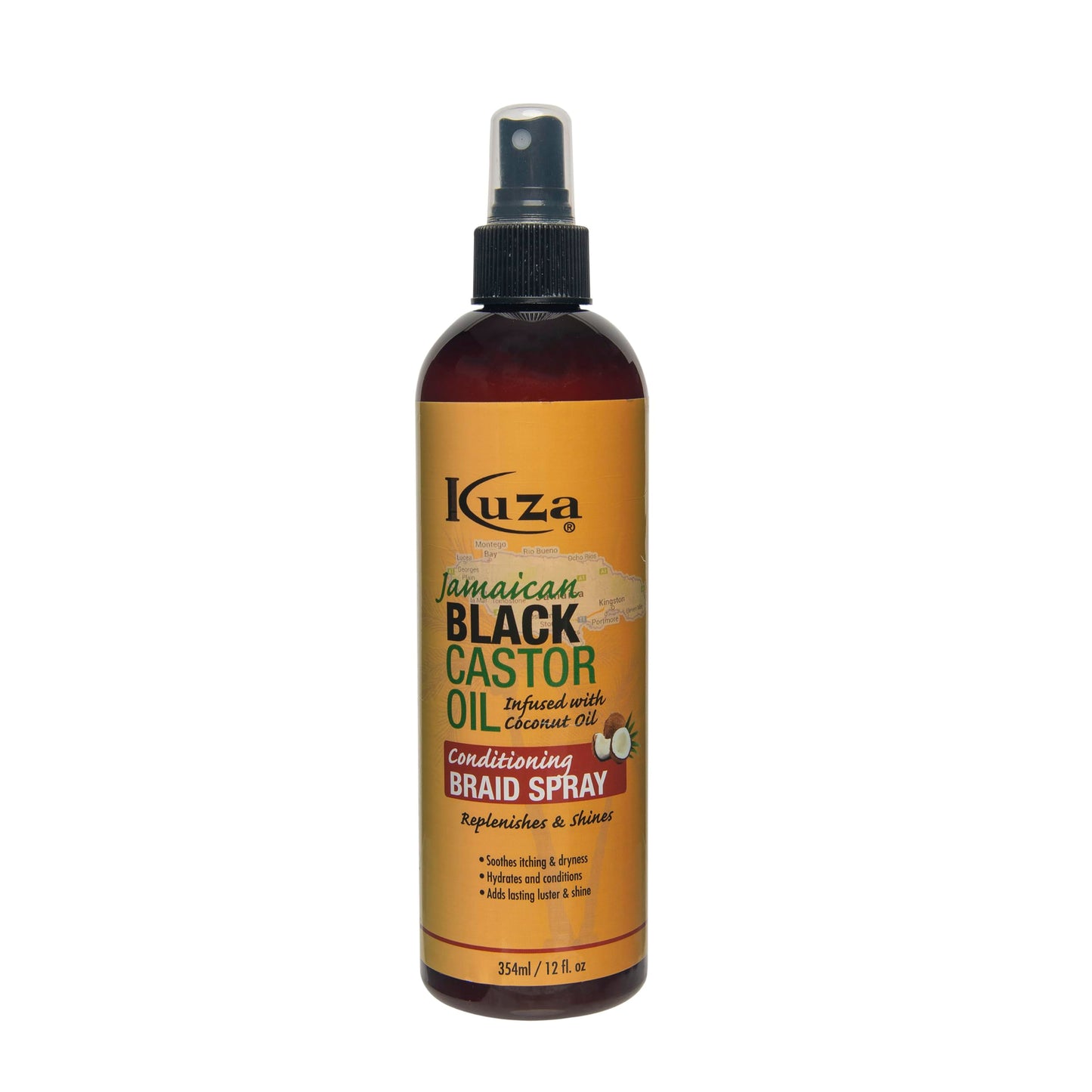 Kuza Jamaican Black Castor Oil Conditioning Braid Spray - Infused with Coconut Oil - for Braids, Locs, Twists and Natural Hair, 12 fl oz Beauty & Personal Care Kuza