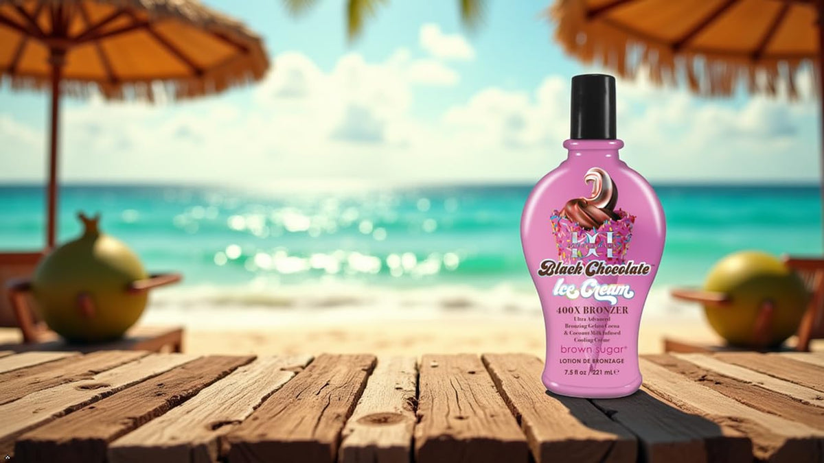 Brown Sugar Double Dark Black Chocolate Ice Cream 400X Tanning Lotion Advanced Bronzer Tanning Lotion - Indoor/Outdoor Tanning Formula, 7.5 oz
