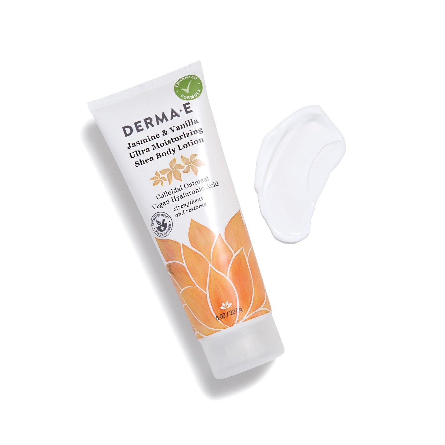 Derma E Jasmine and Vanilla Ultra Moisturizing Shea Body Lotion - Vegan Hyaluronic Acid and Vitamin E Moisturizer for Dry Skin - Cruelty Free Beauty & Personal Care Derma E