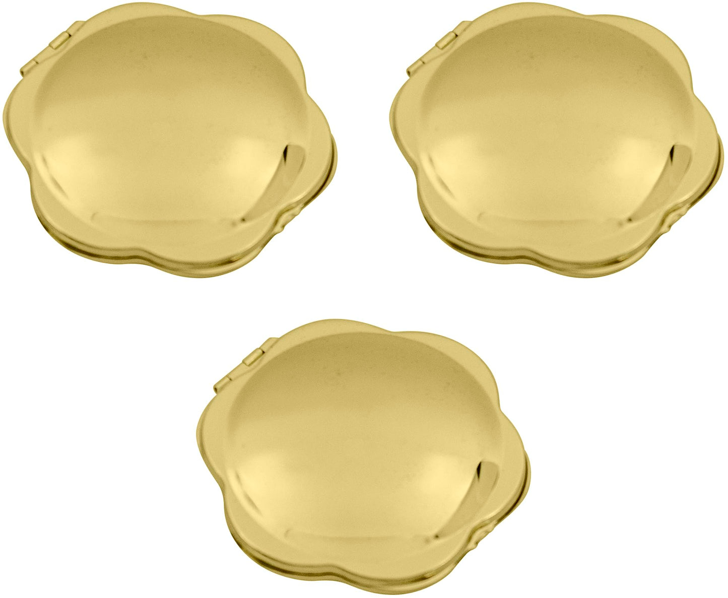 Stephanie Imports Set of 3 Double Sided Magnifying Compact Mirrors (Gold, Rounded Hexagon) Beauty & Personal Care Stephanie Imports