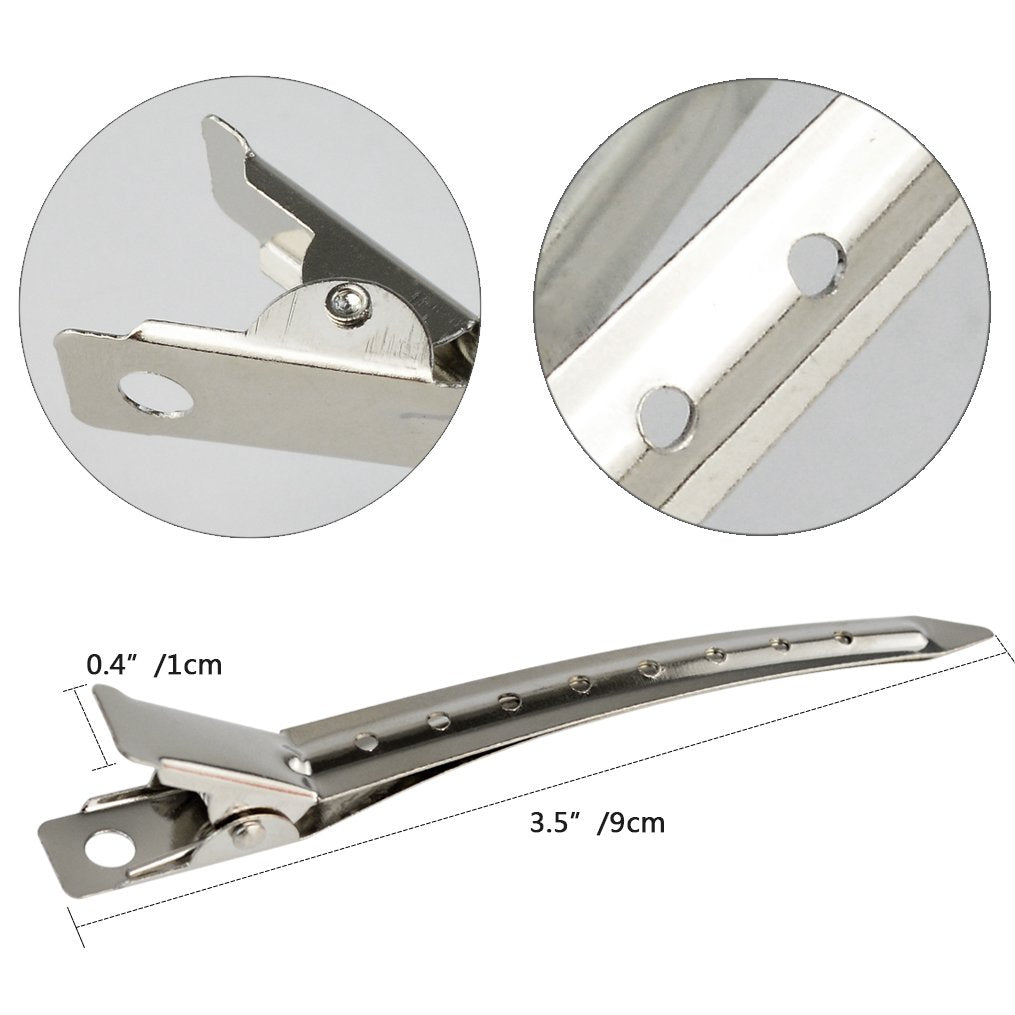24 Packs Duck Bill Clips, Bantoye 3.5 Inches Rustproof Metal Alligator Curl Clips with Holes for Hair Styling, Hair Coloring, Silver Beauty & Personal Care Bantoye