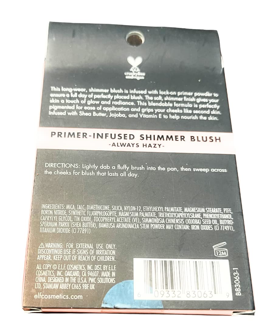 ELF Primer Infused Shimmer Blush- Always Hazy Beauty & Personal Care e.l.f.
