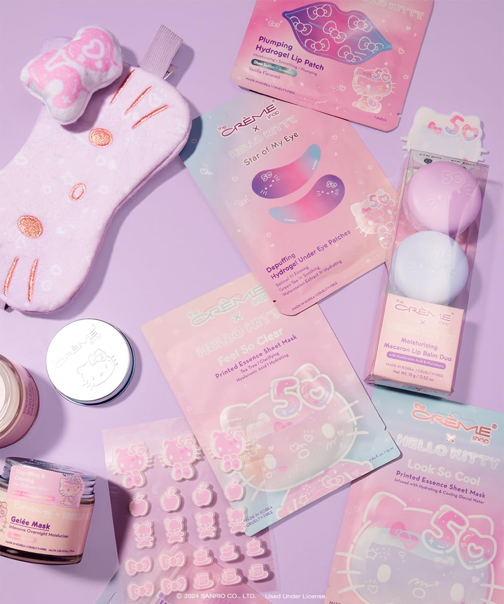 The Crème Shop x Hello Kitty Plumping Moisturizing Macaron Lip Balm, Hydrating Korean Lip Balm, 50th Year Anniversary Limited Edition Duo Lip Beauty & Personal Care The Crème Shop