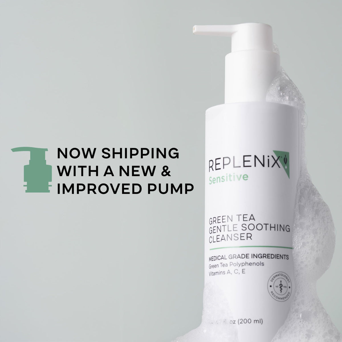 Replenix Green Tea Gentle Soothing Facial Cleanser, Medical-Grade Sensitive Skin Face Wash, Now with New & Improved Packaging (6.7 fl. oz) Beauty & Personal Care Replenix