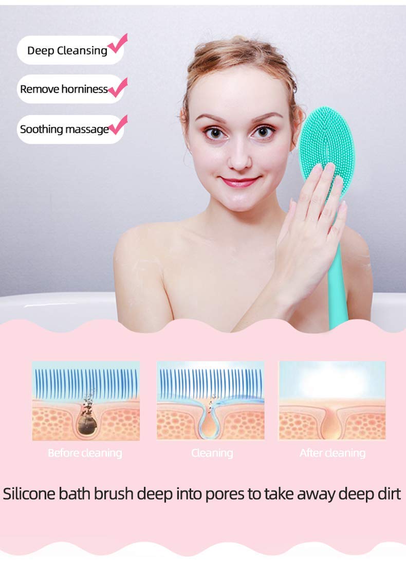 Loofah Exfoliating Body Scrubber 2 in 1 Face and Body Silicone Scrubber - Silicone Shower Brush Bath Sponge Loofa Pink Beauty & Personal Care Wolf War