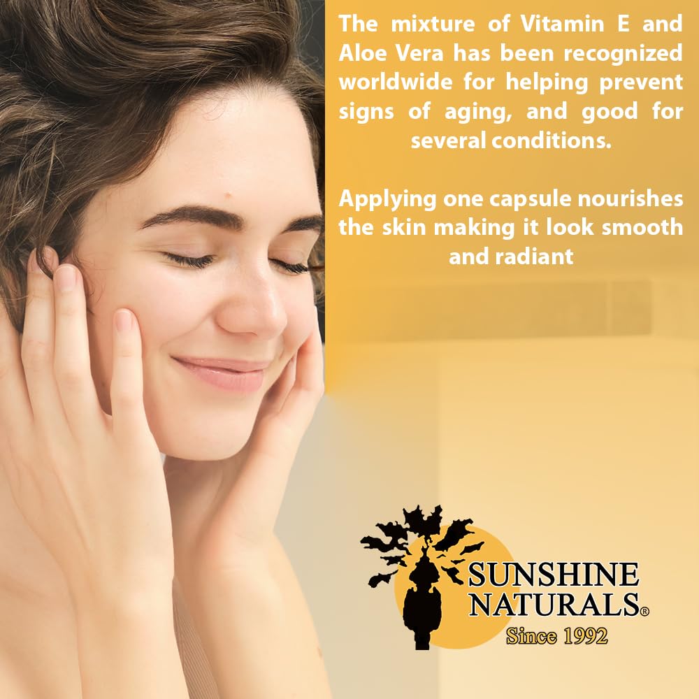 Sunshine Naturals Vitamin E and Aloe Vera Moisturizer. Hydrating Formula for Dry Skin, Soothing Relief, Nourishment, and Skin Elasticity. Promotes Beauty & Personal Care Sunshine Naturals