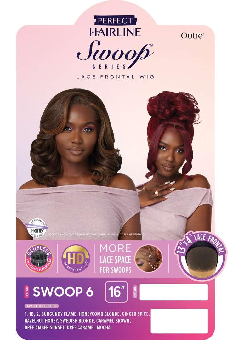 Outre Lace Front Wig - Perfect Hair Line 13X4 - Swoop Series - Swoop 6 (JET BLACK 1)
