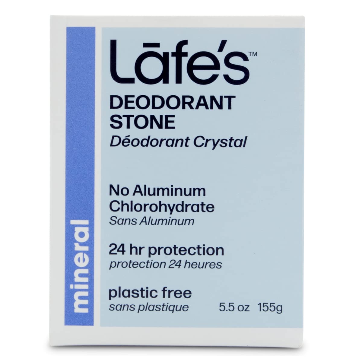 Lafe's Natural Deodorant - 5.5oz Unscented Crystal Rock Aluminum Free Natural Deodorant Stone - Plastic Free Packaging Beauty and Personal Care Lafe's
