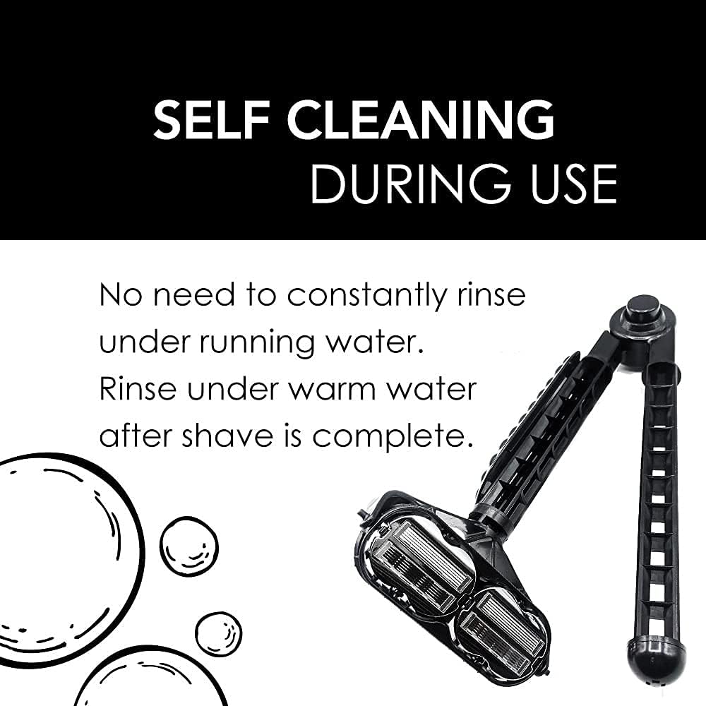 OmniShaver Ergonomic Maintenance Back Shaving Kit - Extendable Handle with Dual Shave Heads for Easy Reach - Includes Lotion Spreader - Self-Cleaning Beauty and Personal Care OmniShaver