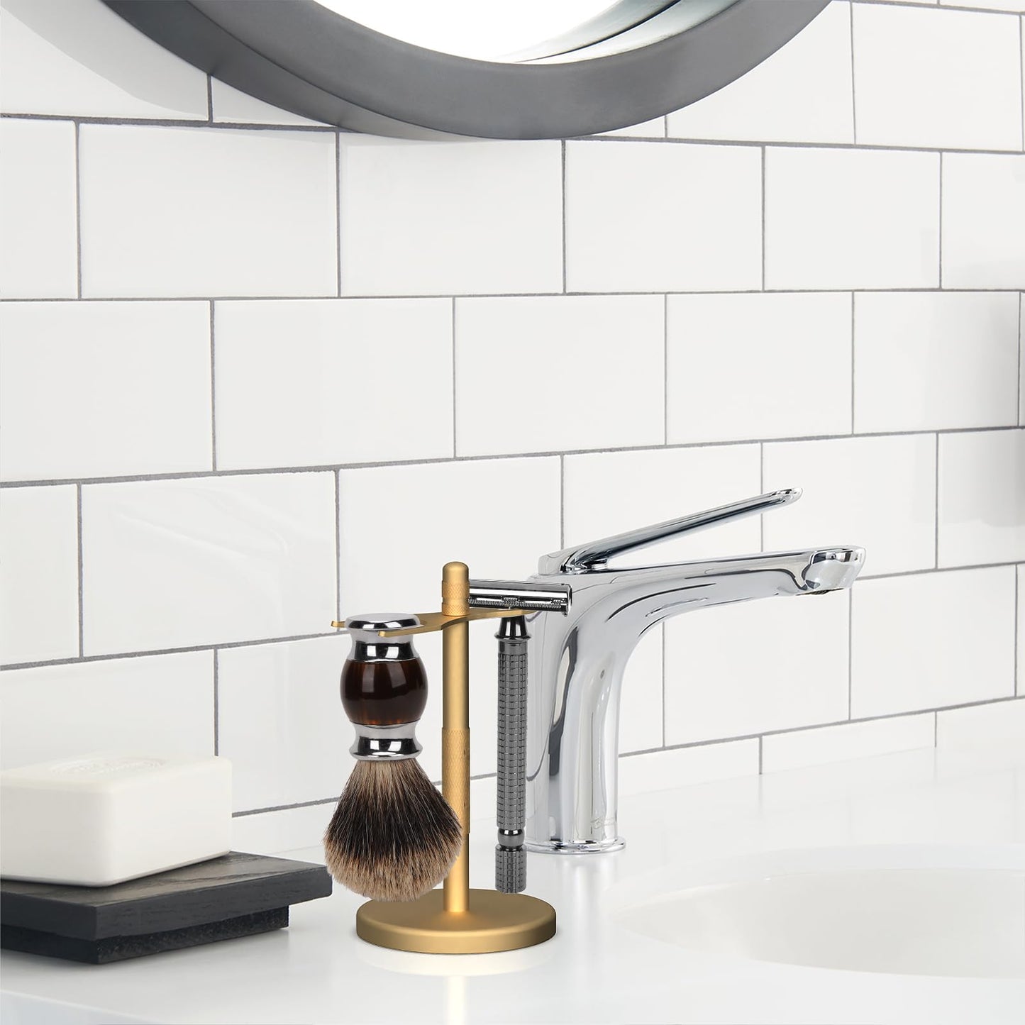 Linkidea Safety Razor Stand, Bathroom Organizer Compatible with Vikings Blade Chieftain, Merkur 34C/38C, Rockwell 6S/6C, Henson AL13, Quick Drying Beauty and Personal Care Linkidea