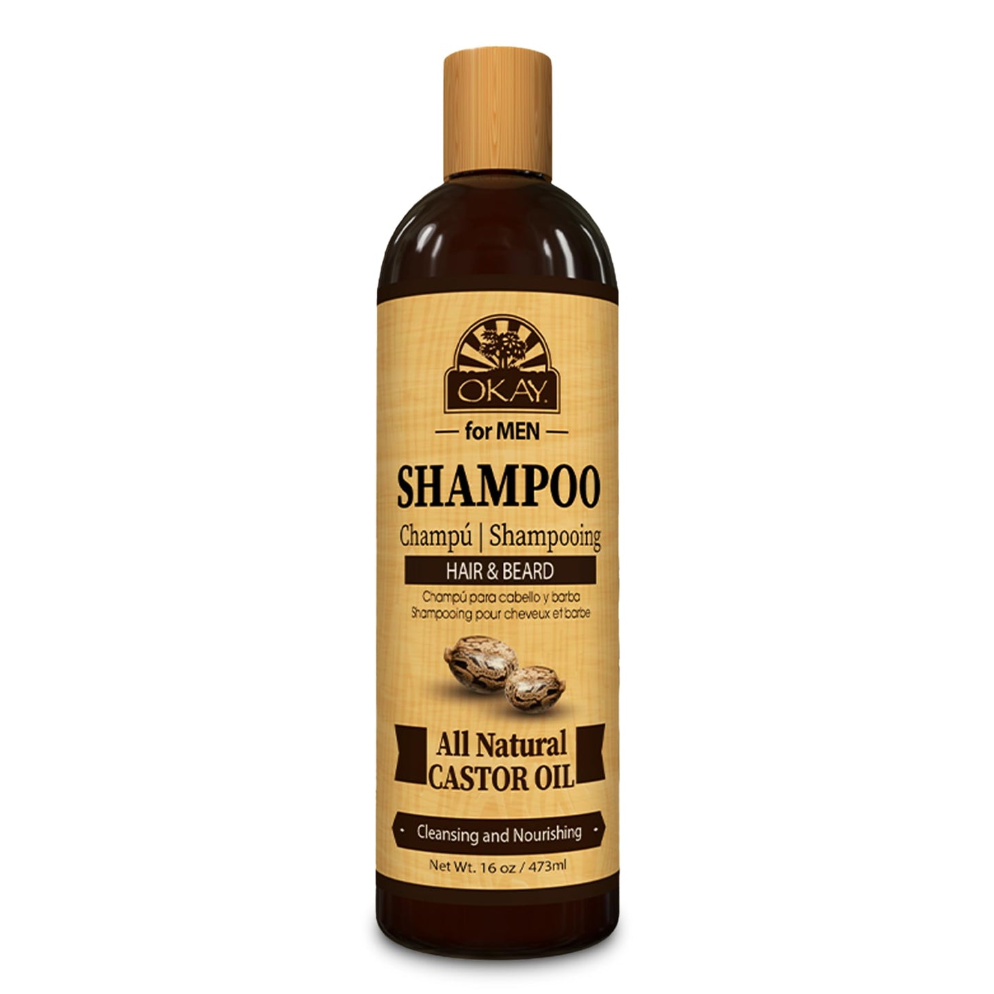 OKAY for MEN Castor Oil Hair & Beard Shampoo - Hydrating Shampoo for Healthy Hair & Beard Growth, Moisturizing Care, Strengthen & Restore Damage Beauty & Personal Care OKAY