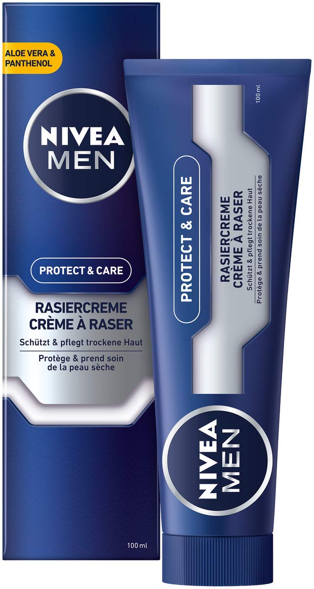 Nivea Men Protect & Care Rasiercreme im 1er Pack (1 x 100 ml), mit cremigem Schaum für eine sanfte Rasur, hautschonende Rasiercreme für Herren Beauty and Personal Care NIVEA MEN