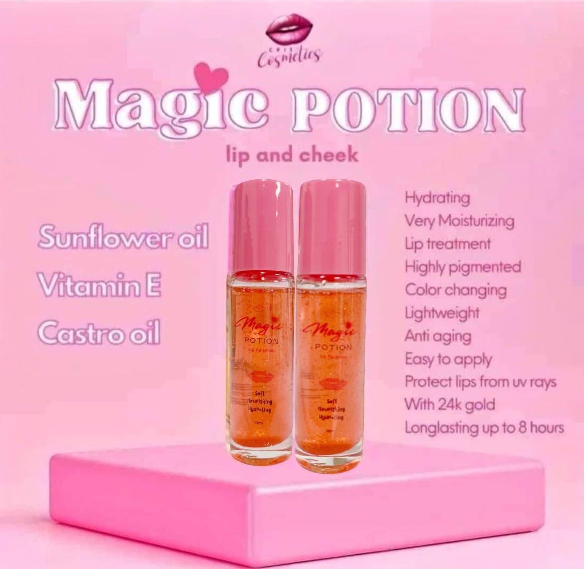 Cris Cosmetics MAGIC POTION Color Changing Lip Gloss, 10ml Beauty & Personal Care Tipiak