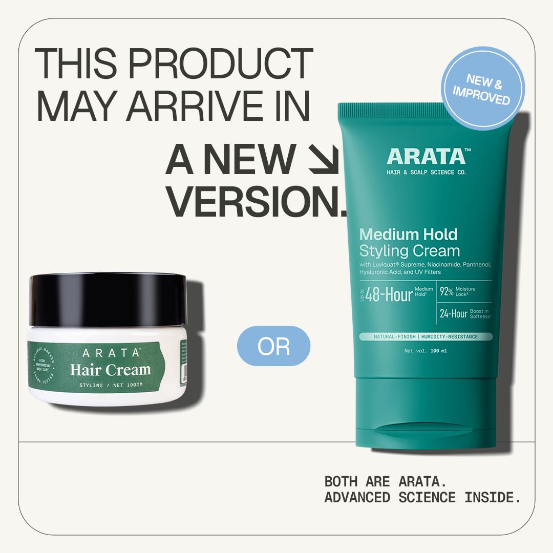 Arata Natural Styling & Strong Hold Hair Cream For Men & Women (3.4 Fl Oz) | With Hair Growth Formula, Organic Flaxseed & Olive Oil Beauty & Personal Care Arata