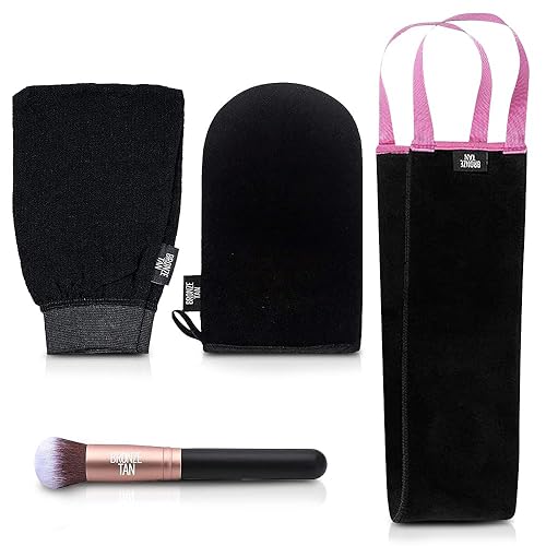 Bronze Tan Self Tanner Accessory Kit - Includes Self Tanning Mitt, Tan Remover Exfoliating Mitt, Easy-Reach Back Applicator, Tanning Brush Applicator Beauty & Personal Care Existing Beauty