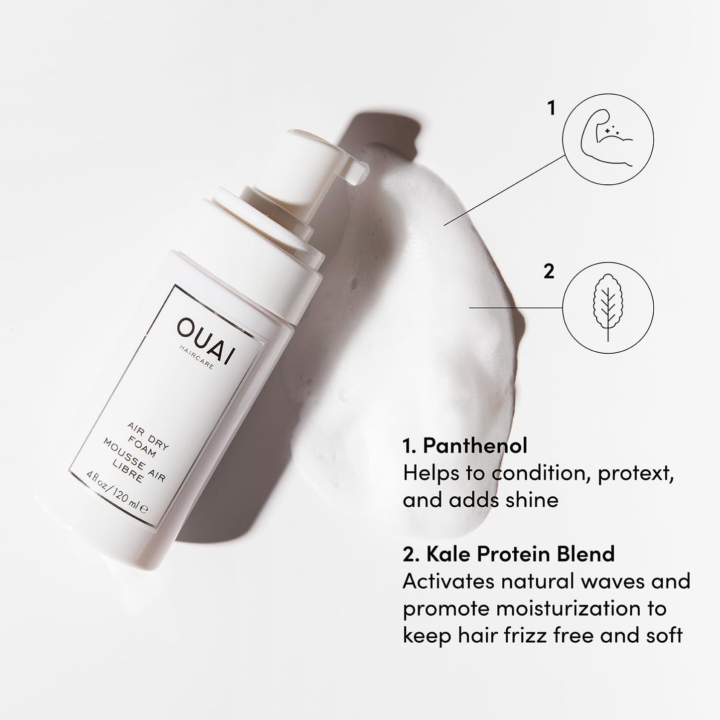OUAI Air Dry Foam - Hair Mousse for Curly Hair & Beach Waves - Conditioning & Detangling With Kale and Carrot Extract - Paraben, Phthalate and Sulfate Beauty & Personal Care OUAI