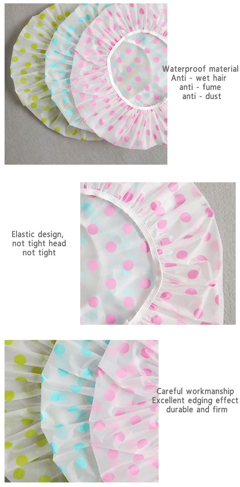 TCOTBE 6 Pieces Waterproof EVA Plastic Shower Cap,Elastic Reusable Bathing Cap,Beauty Salon Spa Lace Elastic Band Flower Printed Hat Environmental Beauty & Personal Care TCOTBE