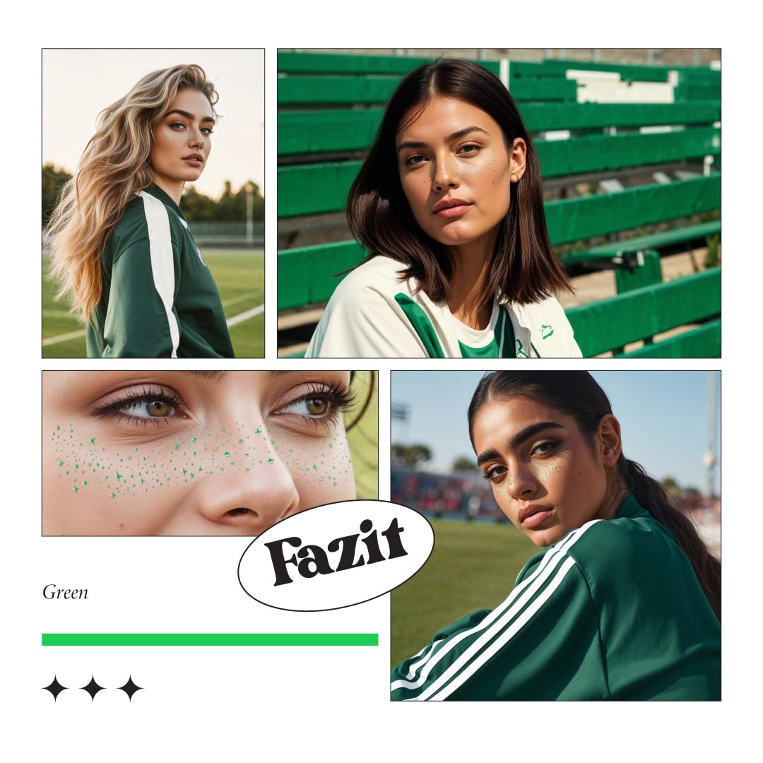 Fazit Green Speckles - Glitter Freckle Makeup Patches - Shimmering Faux Freckles & Body Glitter - Waterproof, Long-Lasting Instant Glamour Beauty & Personal Care Fazit