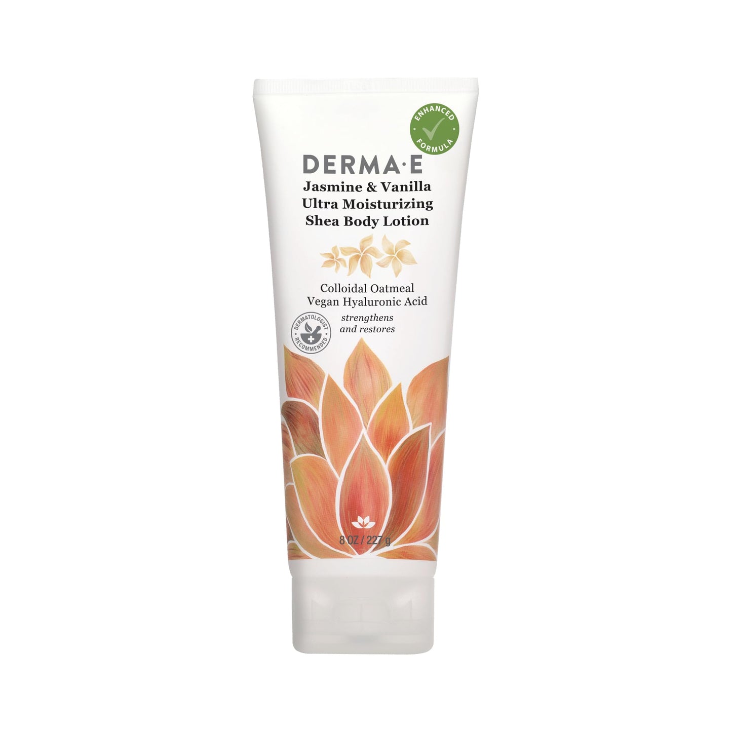 Derma E Jasmine and Vanilla Ultra Moisturizing Shea Body Lotion - Vegan Hyaluronic Acid and Vitamin E Moisturizer for Dry Skin - Cruelty Free Beauty & Personal Care Derma E