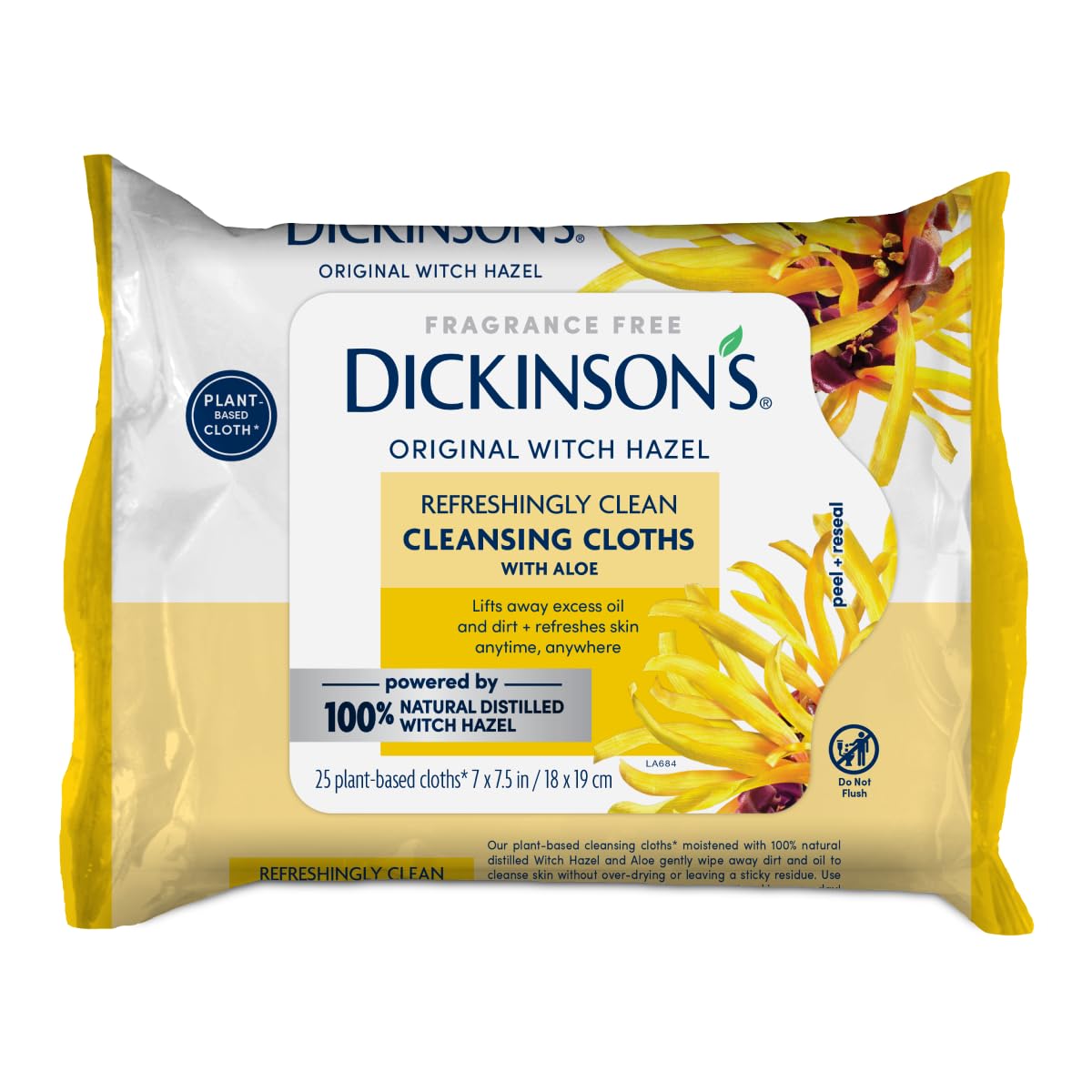 Dickinson's Original Witch Hazel Refreshingly Clean Cleansing Cloths with Aloe | 100% Natural Distilled Witch Hazel | Cleanses & Refreshes Skin | Beauty and Personal Care Dickinson's Default Title