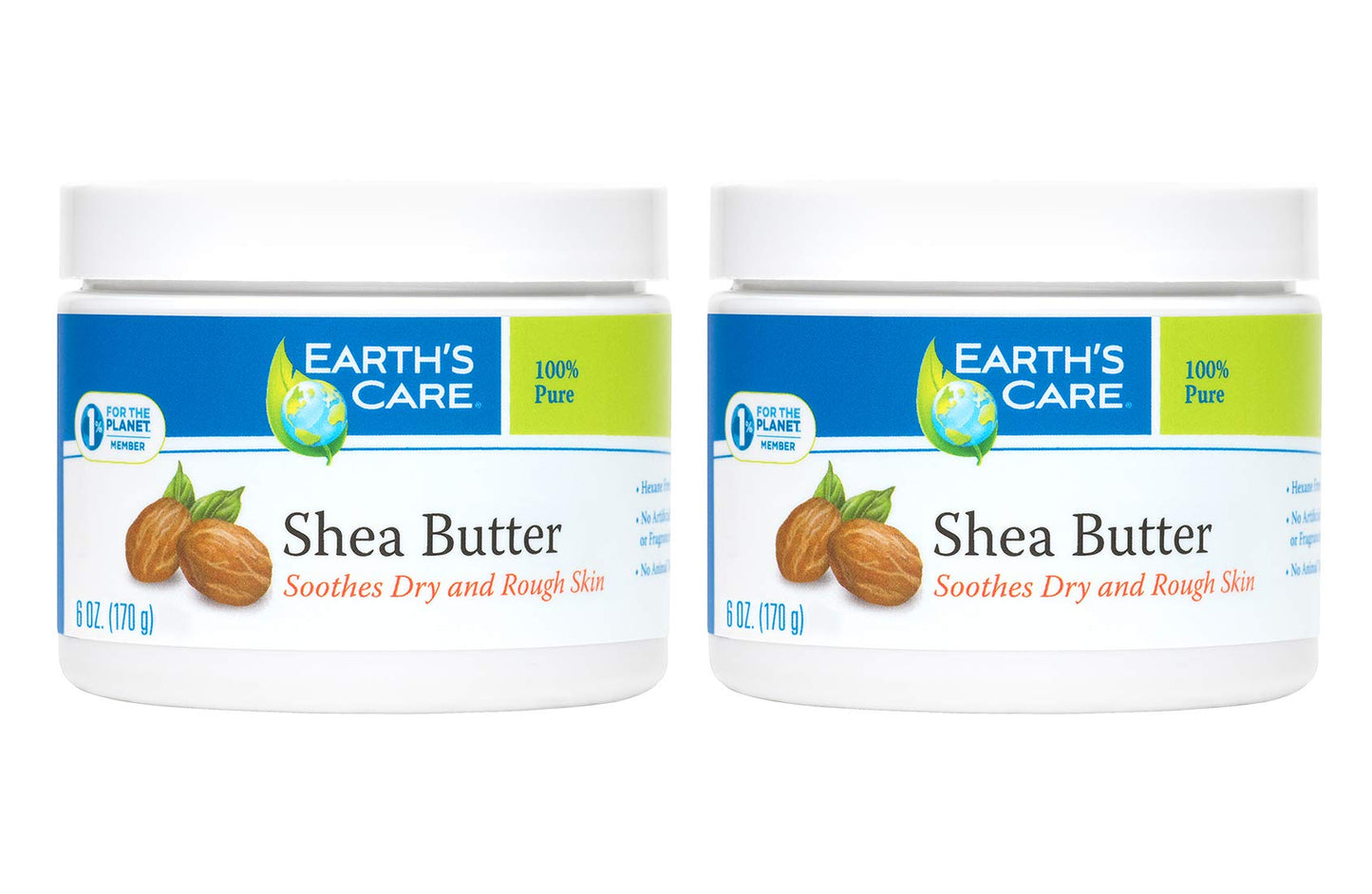 Earth's Care Pure Shea Butter, Hexane-Free, No Artificial Colors or Fragrances, Packed in USA 6 OZ. (2 Jars) Beauty & Personal Care Earth's Care