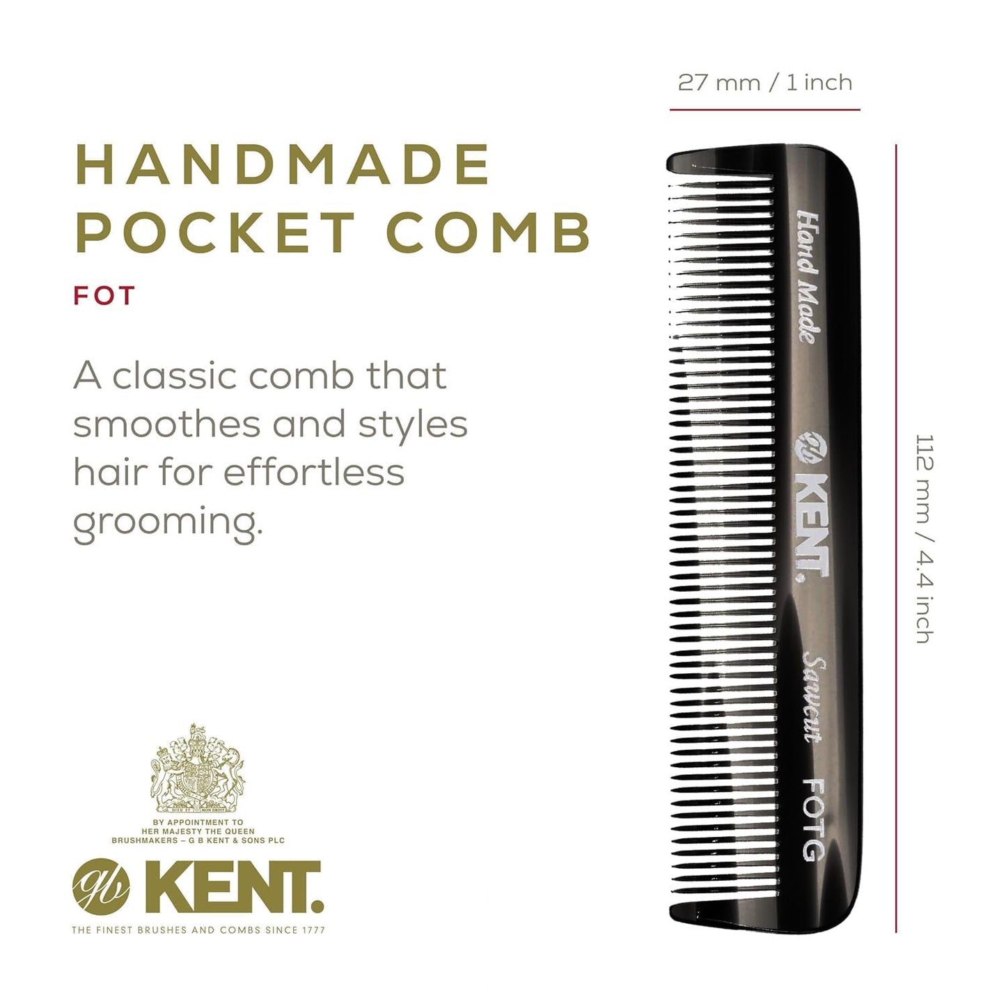 Kent 81T FOT Black Graphite Beard Pocket Comb Set for Men - Beard Kit for Travel and Home, Mustache Comb for Men, Mini Comb Beard Combs for Mens Beauty and Personal Care KENT
