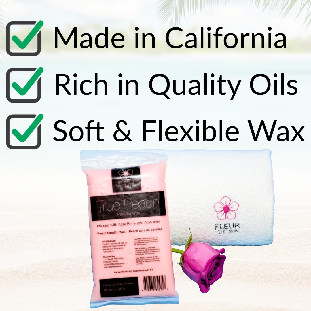 Paraffin Wax Refills 4lb by FLEUR DE SPA - Made in USA - Infused with Coconut & Jojoba Oils - Moisturizing, Hydrating & Soothing for Hands, Feet Beauty and Personal Care fleur de spa