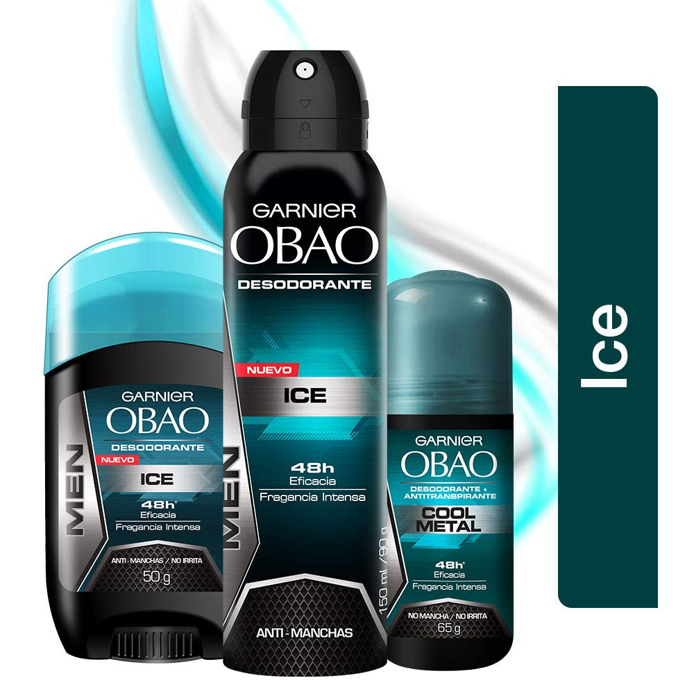 (Pack of 4) Garnier OBAO for Men, 48 Hour Roll on Deodorant & Antiperspirant, Cool Metal Scent, 65 g each by Garnier OBOA Beauty and Personal Care Obao
