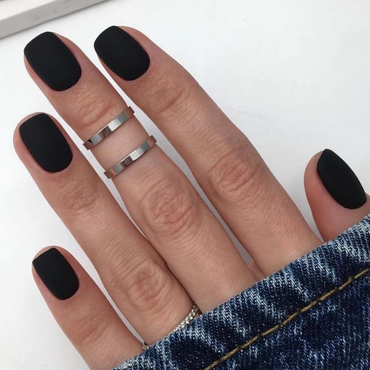 GLAMERMAID Extra Short Press on Nails 24PCS, Black Velvet Fall Gel Glue on Nails, Glossy Round Reusable UV Finish Fake Nails Acrylic False Nails Beauty & Personal Care GLAMERMAID