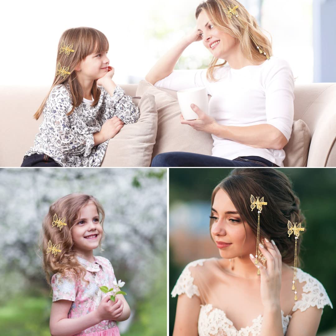 ONCHSH 3D Moving Butterfly Hair Clips,Metal Butterfly Hairpins Bride Wedding Head Pieces Hair Accessories for Women Girls (Gold) Beauty & Personal Care ONCHSH