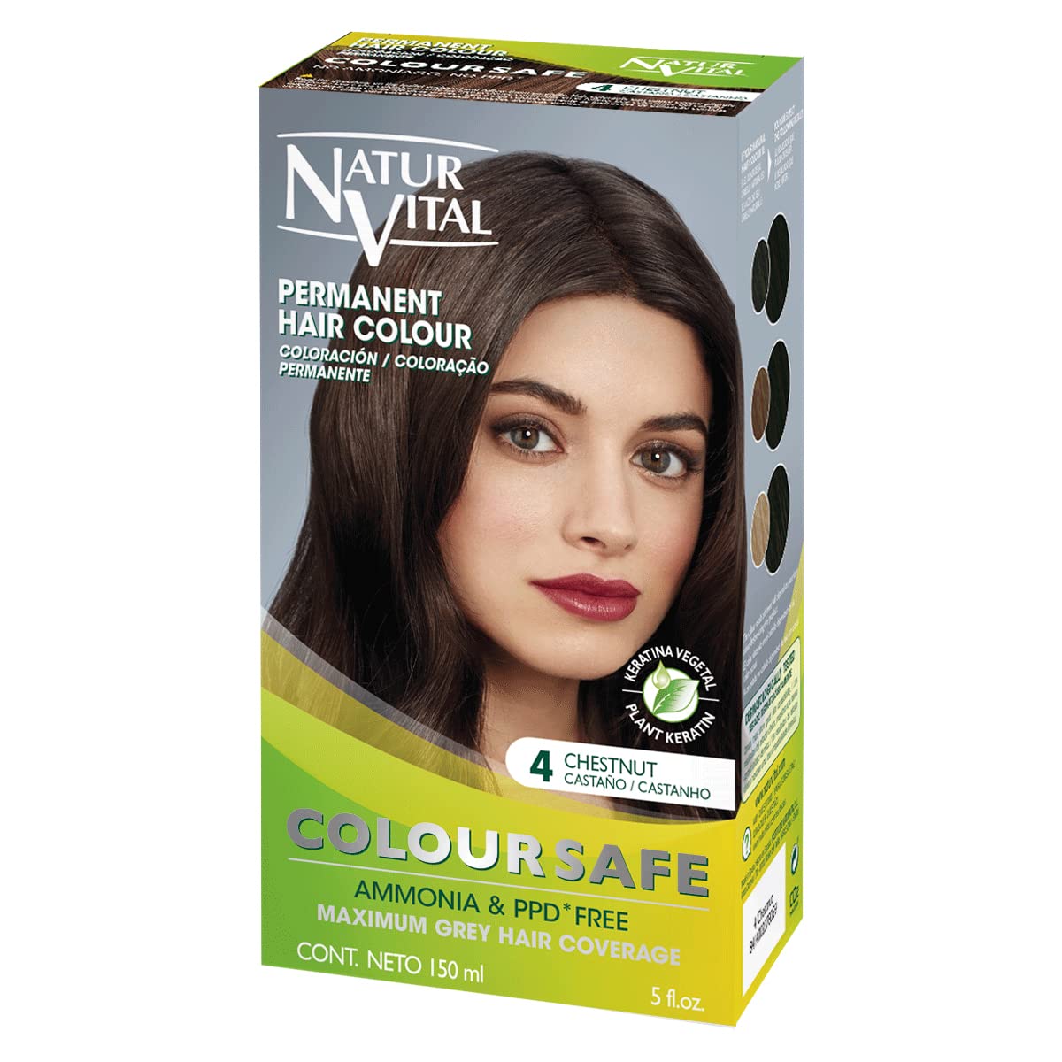 Permanent Hair Dye, Permanent Hair Color . Coloursafe, No Ammonia,Resorcinol,Parabens, or PDD. (~4 Chestnut Hair) Beauty & Personal Care NaturVital