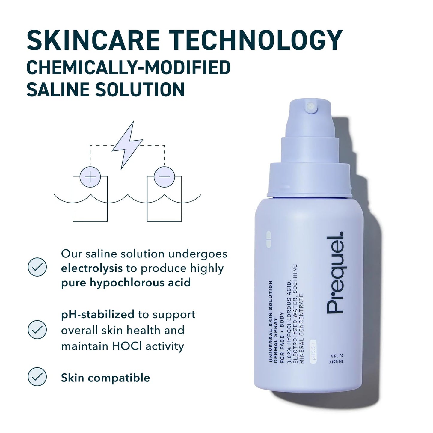 Prequel Skin Universal Skin Solution Hypochlorous Acid Spray for Face and Body. Fine Mist HOCL Facial Cleanser and Dermal Spray with Minerals Beauty & Personal Care Prequel