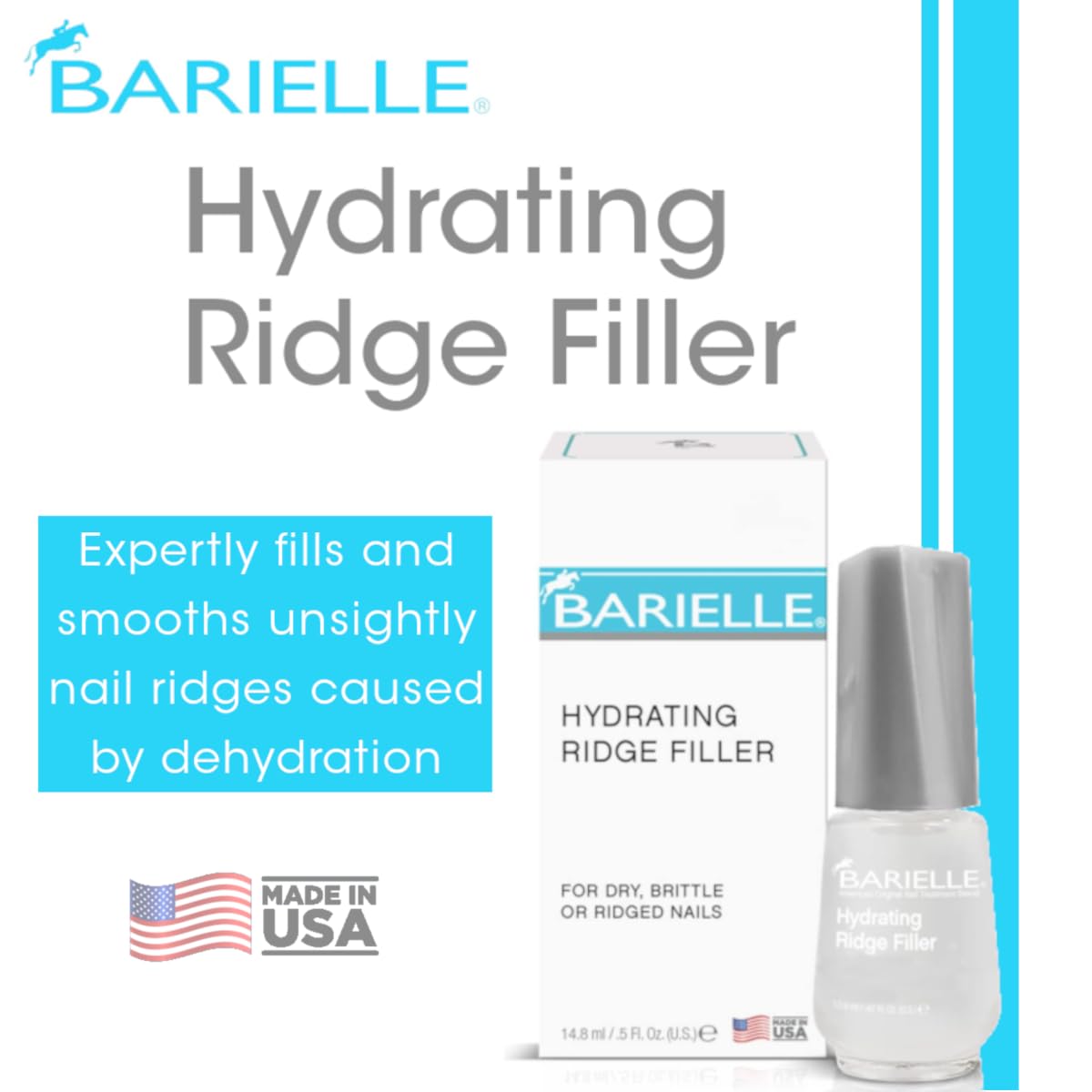 Barielle Hydrating Ridge Filler For Dry, Brittle, Ridged Nails & Nail Growth, Fill and Smooths Nail Ridges, Strengthening Base Coat 0.5 Ounce Beauty & Personal Care BARIELLE