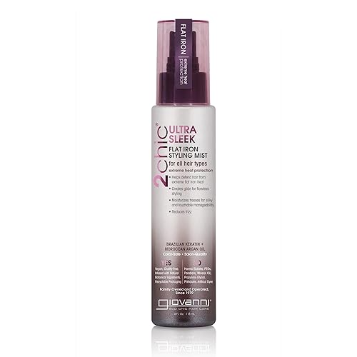 GIOVANNI 2chic Ultra-Sleek Flat Iron Styling Mist - Brazilian Phyto-Keratin & Moroccan Argan Oil, Heat Protection, Coconut, Shea Butter, Pro-Vitamin Beauty & Personal Care GIOVANNI