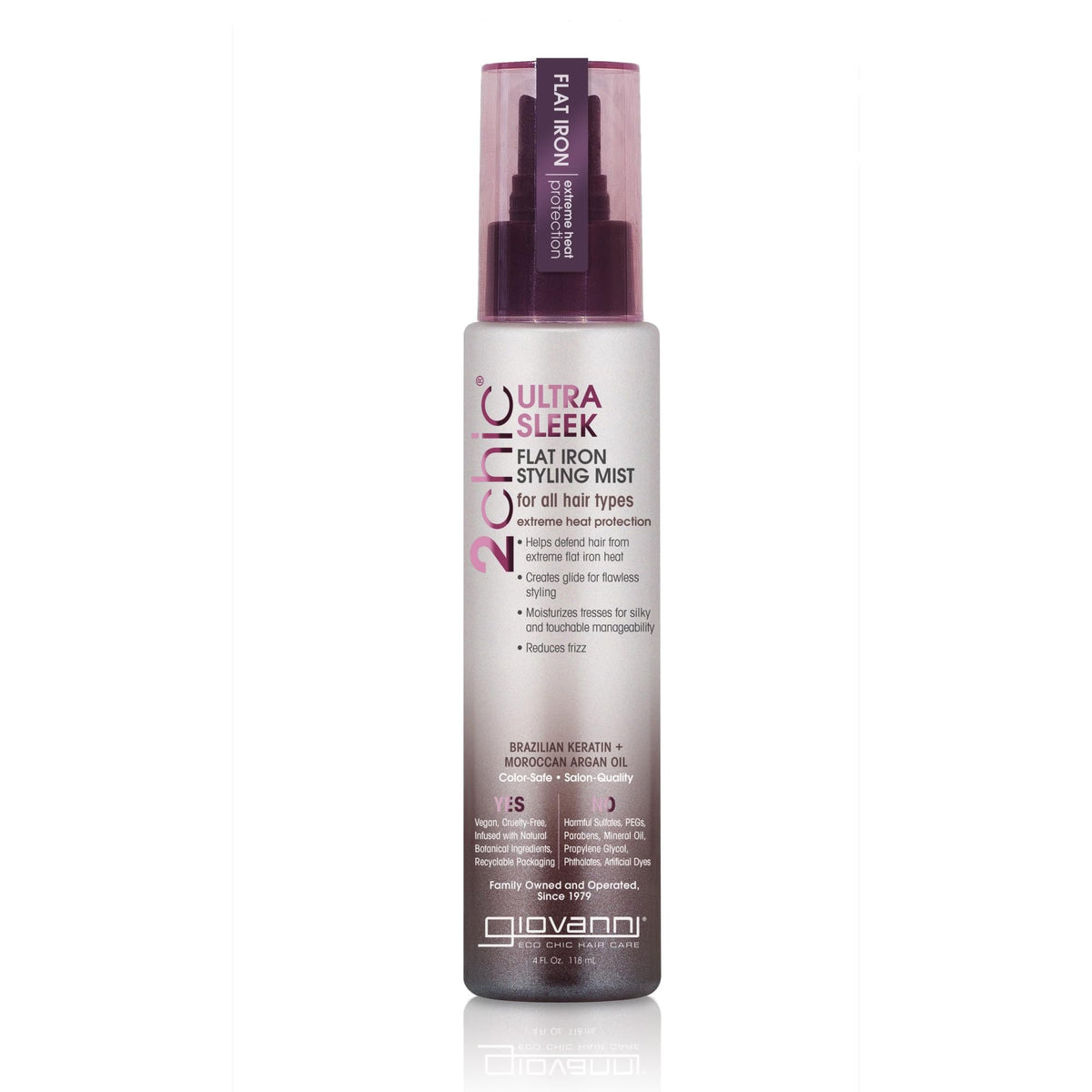 GIOVANNI 2chic Ultra-Sleek Flat Iron Styling Mist - Brazilian Phyto-Keratin & Moroccan Argan Oil, Heat Protection, Coconut, Shea Butter, Pro-Vitamin Beauty & Personal Care GIOVANNI