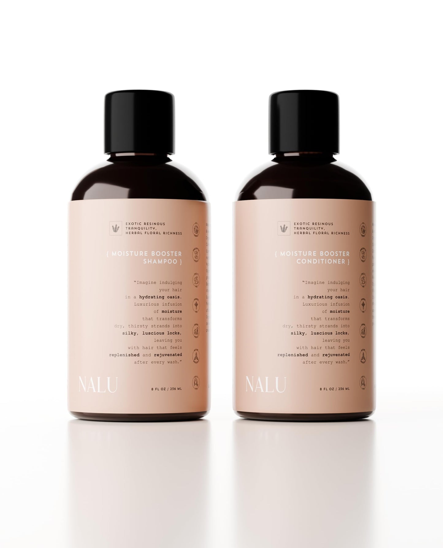 NALU Organic Moisture Booster Organic Shampoo & Conditioner Set - Ultimate Hydration & Repair for Dry, Damaged Hair. 8 Fl Oz Each. Beauty & Personal Care NALU