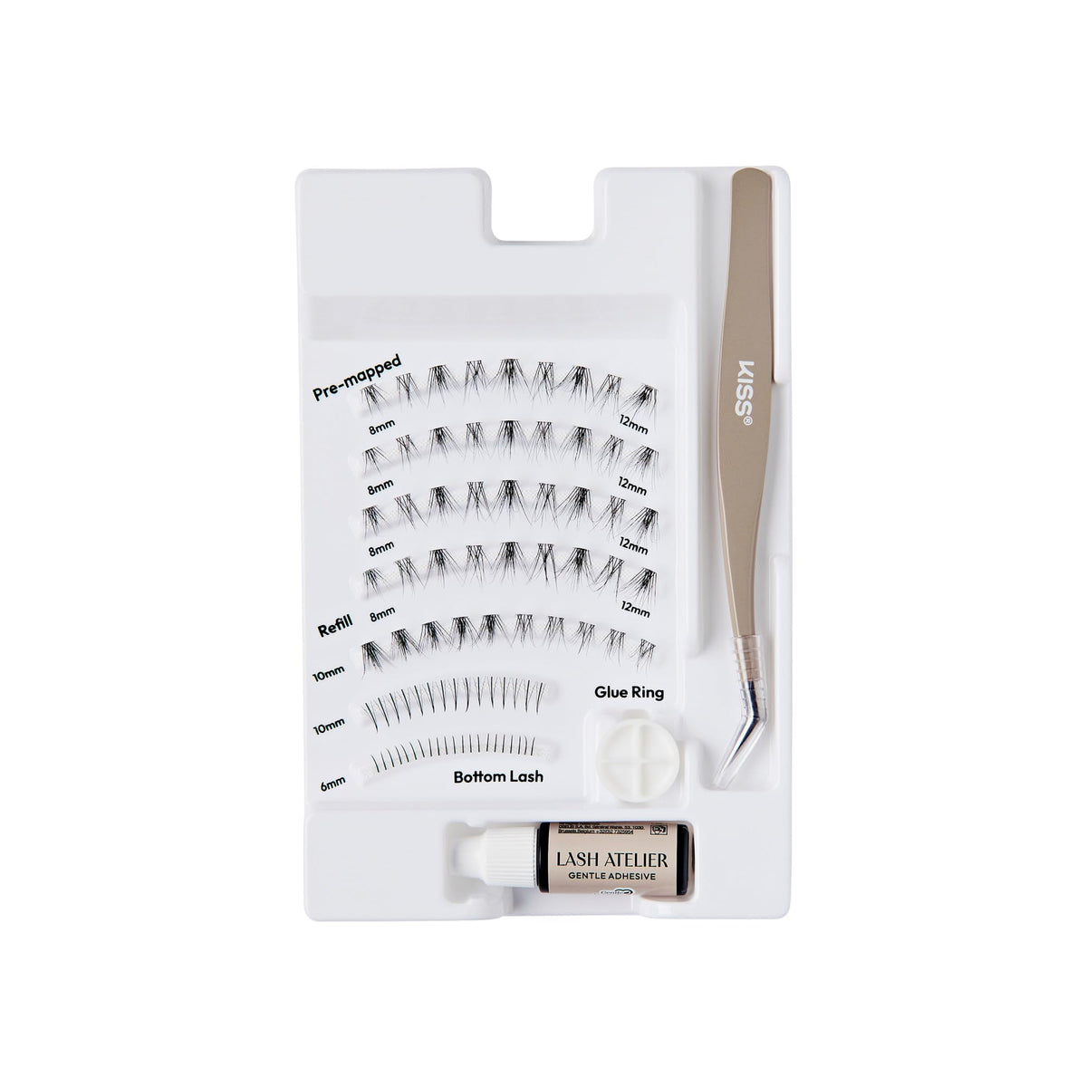 Kiss Lash Atelier Professional Lash Extension Kit, ‘Natural’, Pre-Mapped False Eyelashes, 46 Lash Clusters & 36 Individual Lashes, Last For Up To 7
