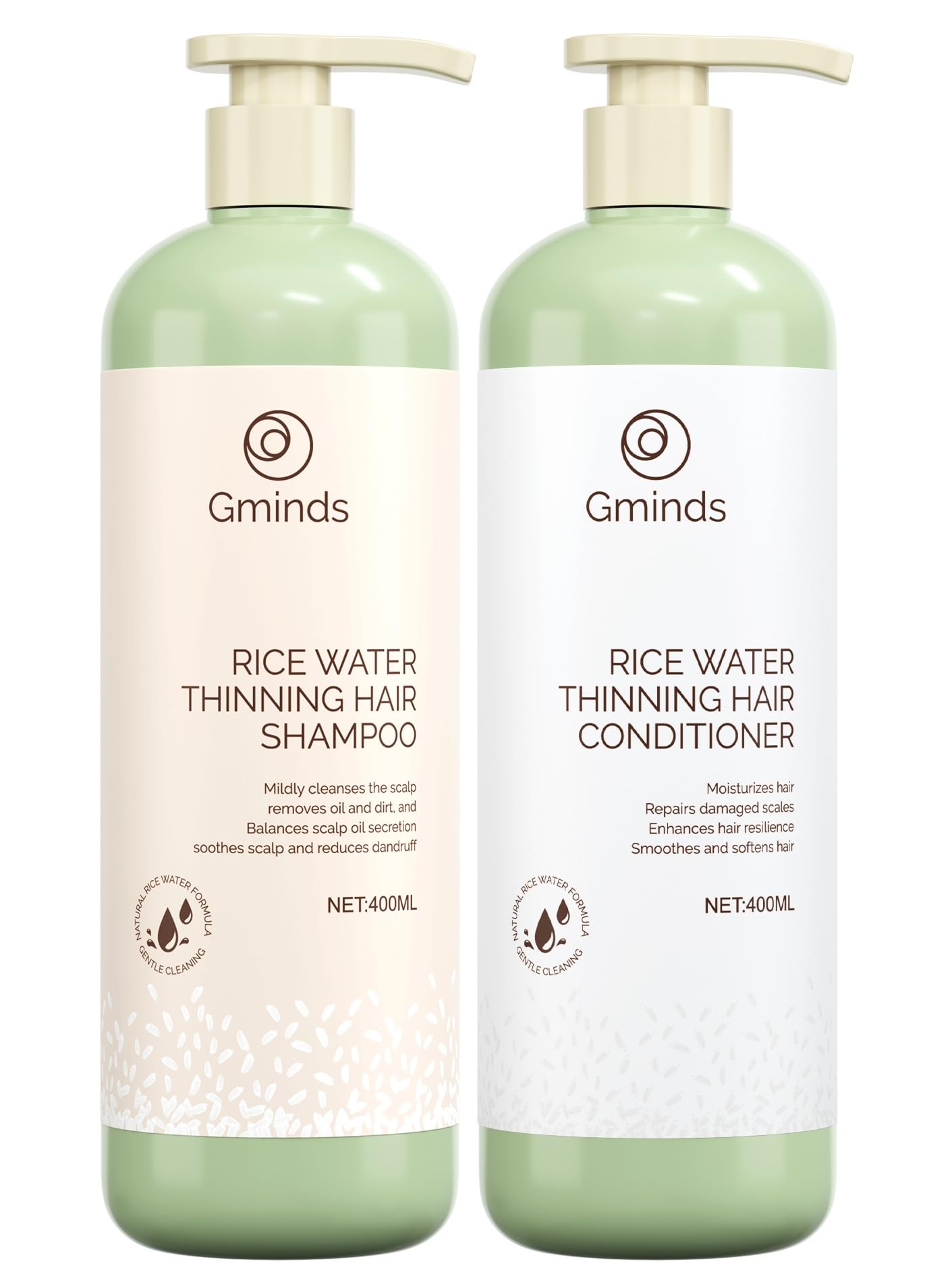 Rice Water Hair Growth Shampoo & Conditioner Large Size 400ml(13.5oz) each - Women & Men Beauty & Personal Care Gminds