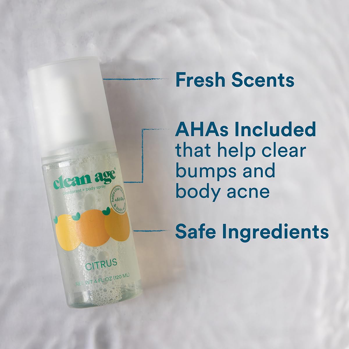 Clean Age - Aluminum Free Deodorant & Body Spray for Whole Body - Citrus 4oz - Clean Deodorant and Body Spray for Teen Boys and Girls -With AHA Fights Beauty and Personal Care CLEAN AGE