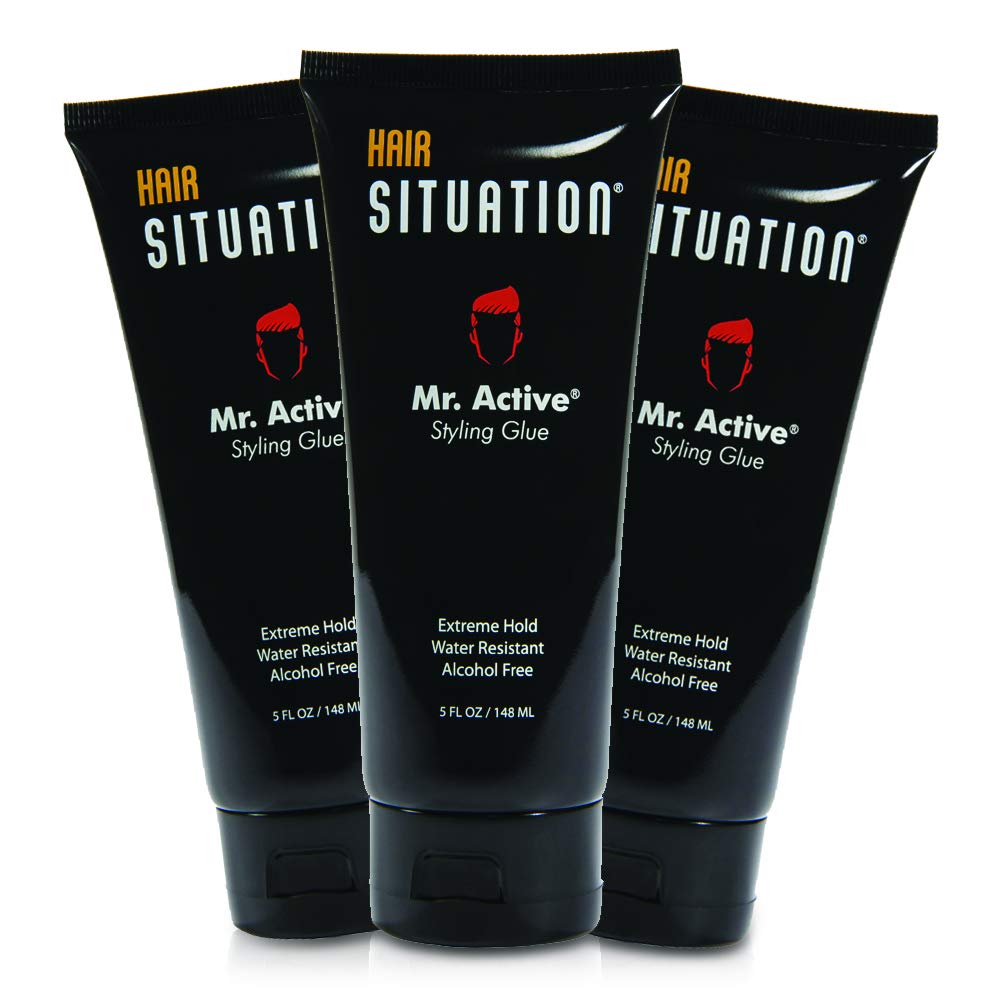 Hair Situation Mr. Active Hair Styling Glue - Strong Hold Hair Gel for Men, Maximum Grip, Anti-Frizz, Humidity Shield, Non-Flaking, Alcohol-Free, Adds Beauty & Personal Care Hair Situation
