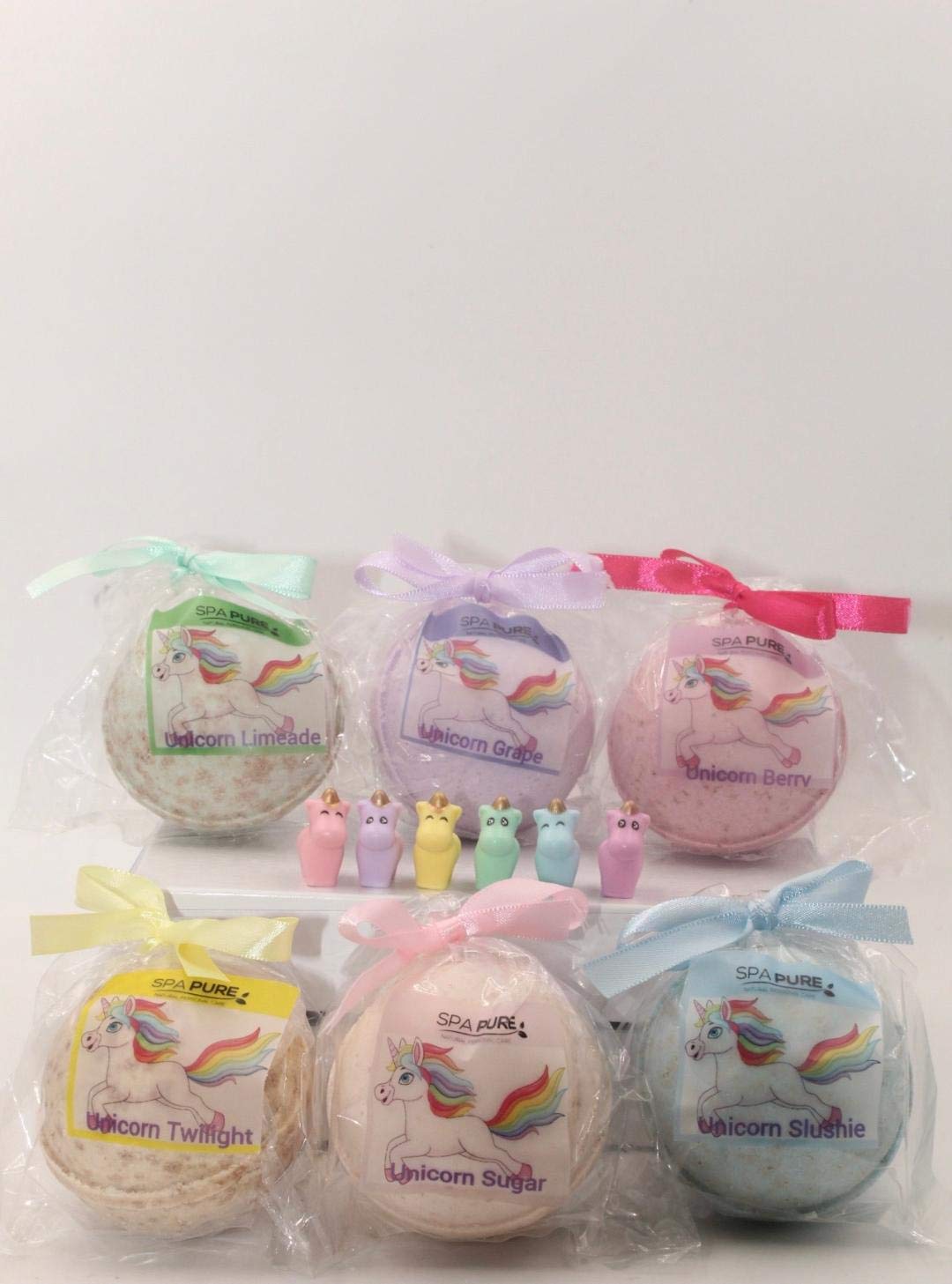 SPAPURE Unicorns and Rainbows - Bath Bomb Gift Set with 6 XL Unicorn bath bombs with surprise unicorns inside, USA Made, Handmade, Natural Bath Bombs Beauty and Personal Care Spa Pure