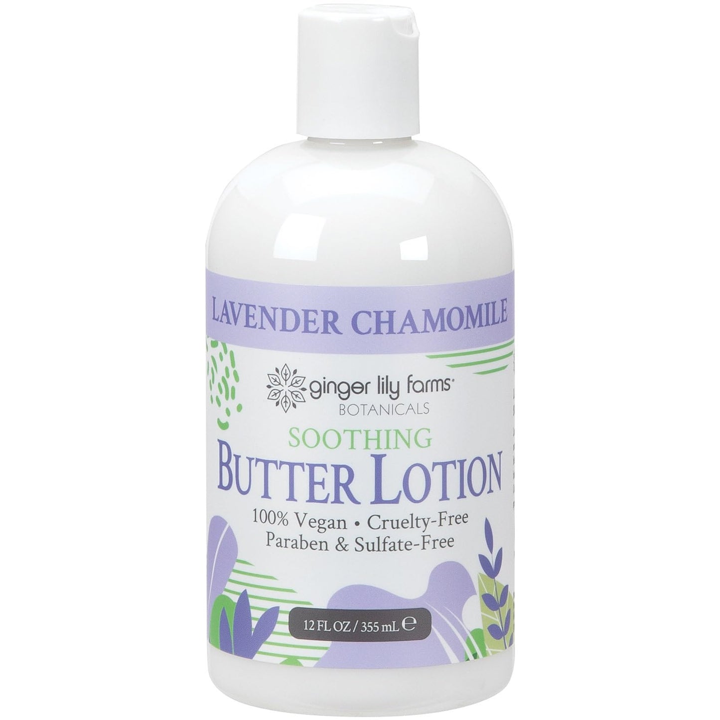 Ginger Lily Farms Botanicals Soothing Butter Lotion for Dry Skin, 100% Vegan & Cruelty-Free, Lavender Chamomile Scent, 12 Fl Oz Beauty & Personal Care Ginger Lily Farms