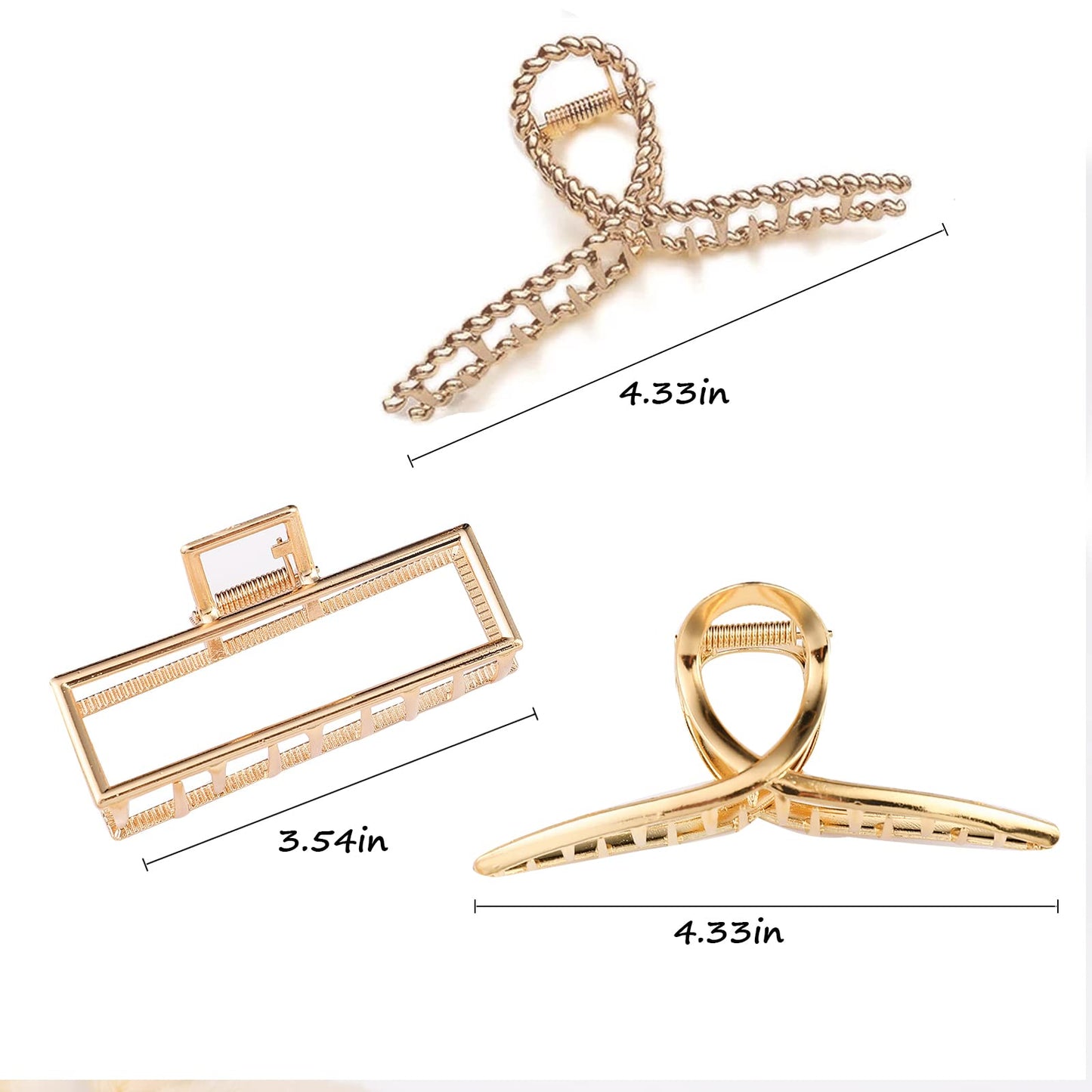 Mehayi 3 PCS Metal Large Claw Clips for Thick Heavy Hair, Strong Hold Big Non-Slip Hair Catch Barrette Jaw Clamp for Long Hair, Fashion Styling Beauty & Personal Care Mehayi