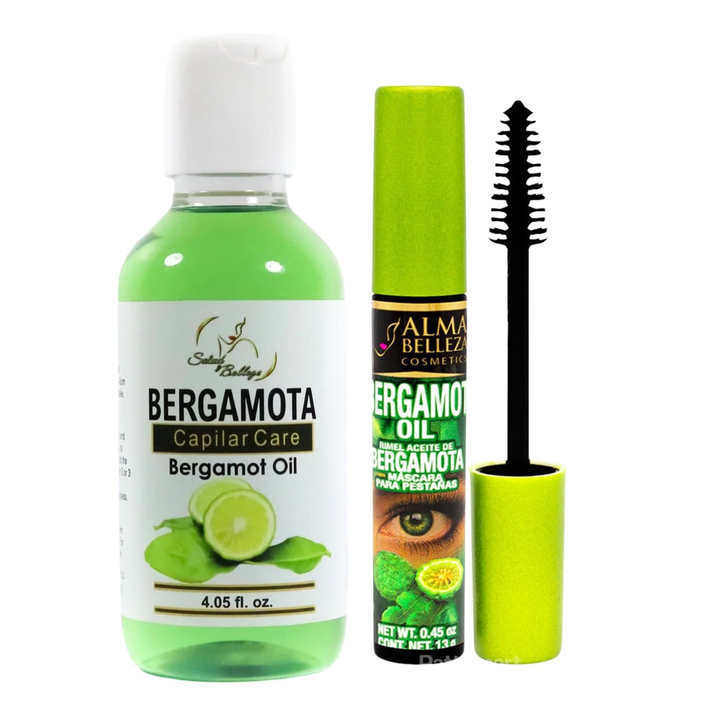 BERGAMOTA Oil Hair Care Bergamot oil ideal for hair, beard and mustache, 4.05oz + BERGAMOT OIL BLACK Waterproof Mascara, Strengthening 13g (4% silicon Beauty and Personal Care Alma Belleza